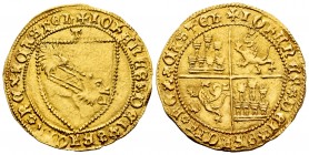 Kingdom of Castille and Leon. Juan II (1406-1454). Dobla de la Banda. Toledo. (Bautista-790 var). Au. 4,59 g. Same legend separated by rosettes on the...