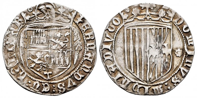 Catholic Kings (1474-1504). 1 real. Toledo. (Cal-453). Ag. 3,04 g. With T on the...