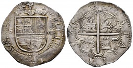 Philip II (1556-1598). 8 reales. Sevilla. (Cal-720). Ag. 27,46 g. Fleur de lis between shield and crown. "Square d" assayer on the 4th quarter. Attrac...