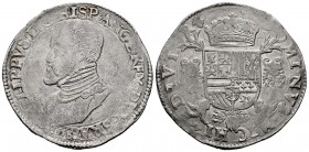 Philip II (1556-1598). 1 escudo felipe. 1558. Antwerpen. (Vti-1156). (Vanhoudt-253.AN). Ag. 34,01 g. As King of England. Area of weak strike, but good...