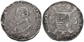 Philip II (1556-1598). 1 escudo felipe. 1592. Antwerpen. (Vti-1268). (Vanhoudt-362.AN). Ag. 34,08 g. Tone. Choice VF. Est...200,00. 

SPANISH DESCRIPT...