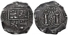 Philip IV (1621-1665). 8 reales. 1664. Santa Fe de Nuevo Reino. PºRS. (Cal 2019-1562). (Restrepo-M46-38). Ag. 25,97 g. Value VIII. Good specimen for t...