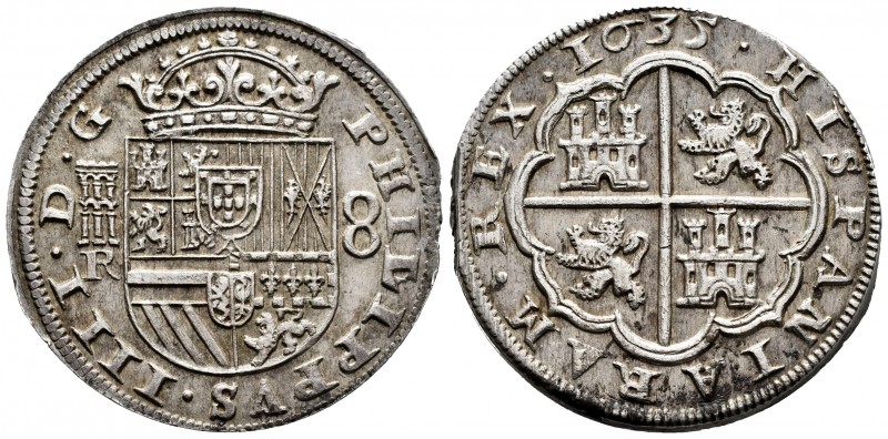 Philip IV (1621-1665). 8 reales. 1635. Segovia. R. (Cal-1606). Ag. 27,24 g. Aque...