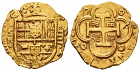 Philip IV (1621-1665). 4 escudos. Sevilla. R. (Cal-tipo 396). (Tauler-59 similar). Au. 13,32 g. Mintmark above assayer on the left and value IIII on t...