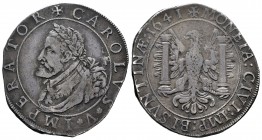 Philip IV (1621-1665). 1/2 patagon. 1641. Besançon. (Vti-1656). Ag. 13,26 g. In the name of Charles I. Nice patina. Rare. VF. Est...300,00. 

SPANISH ...