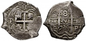 Philip V (1700-1746). 8 reales. 1734. Potosí. E. (Cal-1569). Ag. 25,96 g. A good sample. Choice VF. Est...300,00. 

SPANISH DESCRIPTION: Felipe V (170...