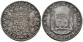 Philip V (1700-1746). 8 reales. 1741. México. MF. (Cal-1458). Ag. 26,77 g. Choice VF. Est...275,00. 

SPANISH DESCRIPTION: Felipe V (1700-1746). 8 rea...