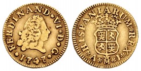 Ferdinand VI (1746-1759). 1/2 escudo. 1747. Madrid. AJ. (Cal-546). Au. 1,75 g. Very rare. A few specimens known. Almost VF. Est...250,00. 

SPANISH DE...