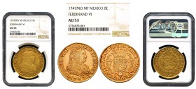 Ferdinand VI (1746-1759). 8 escudos. 1747. México. MF. (Cal 2008-33). (Cal onza-596). (Tauler-596). Au. 26,98 g. "Dog face" type. Minor adjustment mar...
