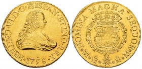 Ferdinand VI (1746-1759). 8 escudos. 1756. México. MM. (Cal-792). (Cal onza-607). Au. 26,95 g. Minor marks. Rare. Choice VF. Est...2200,00. 

SPANISH ...
