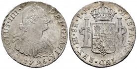 Charles IV (1788-1808). 8 reales. 1795. Lima. IJ. (Cal-912). Ag. 26,59 g. King´s bust. With some original luster remaining. XF. Est...200,00. 

SPANIS...