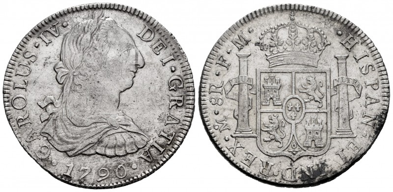 Charles IV (1788-1808). 8 reales. 1790. México. FM. (Cal-951). Ag. 26,90 g. Bust...