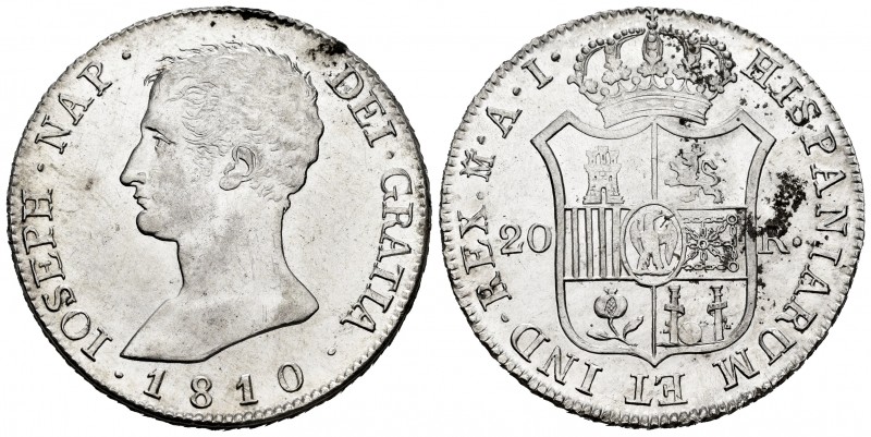 Joseph Napoleon (1808-1814). 20 reales. 1810. Madrid. AI. (Cal-37). Ag. 27,33 g....