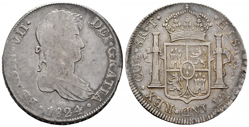 Ferdinand VII (1808-1833). 8 reales. 1824. Cuzco. T. (Cal-1178). Ag. 26,92 g. Ve...