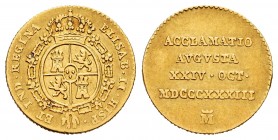 Elizabeth II (1833-1868). "Proclamation" medal. 1833. Madrid. (Cal-2008-118). (H-24). Anv.: ELISAB ·II · HISP · ET · IND · REGINA. Rev.: ACCLAMATIO / ...