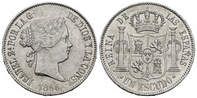 Elizabeth II (1833-1868). 1 escudo. 1866. Madrid. (Cal-564). Ag. 12,99 g. Original luster. AU. Est...180,00. 

SPANISH DESCRIPTION: Isabel II (1833-18...