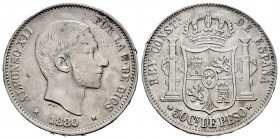 Alfonso XII (1874-1885). 50 centavos. 1880. Manila. (Cal-112). Ag. 12,87 g. Rare. Choice VF. Est...400,00. 

SPANISH DESCRIPTION: Alfonso XII (1874-18...