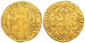 France. Philippe VI of Valois. Ecu d'or à la chaise. 1328-1350. 2º emission. (Duplessy-249a). Anv.: + PHILIPPVS : DEIx · xGRAx FRANCORVM: REX. Seated ...