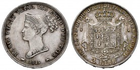 Italy. 2 lire. 1815. Parma. (Pagani-8). (Km-C29). (Mont-118). Ag. 9,99 g. Minor nicks on edge. Hairlines on obverse. Tone. Very rare. Almost XF/XF. Es...