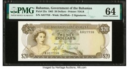 Bahamas Bahamas Government 20 Dollars 1965 Pick 23a PMG Choice Uncirculated 64. 

HID09801242017

© 2020 Heritage Auctions | All Rights Reserved