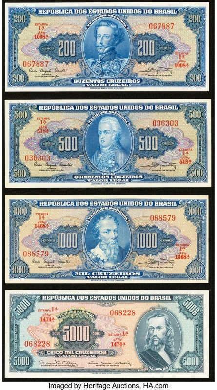 Brazil Estampa 1A Group Lot of 8 Examples About Uncirculated-Crisp Uncirculated....