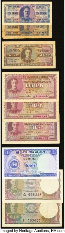 Ceylon Group Lot of 18 Examples Very Fine-Crisp Uncirculated. The 1942 10 Cents ...