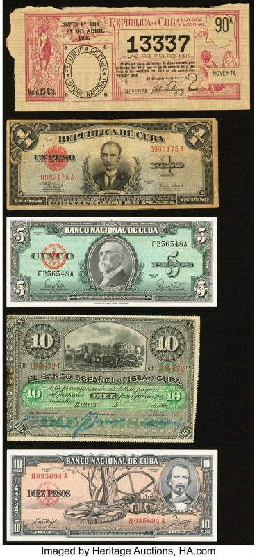 Cuba Group Lot of 10 Examples Fine-Crisp Uncirculated. Previous mounting remnant...
