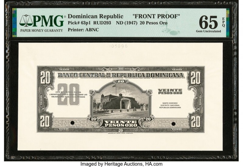 Dominican Republic Banco Central de la Republica Dominicana 20 Pesos Oro ND (194...