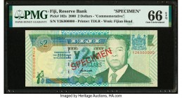 Fiji Reserve Bank of Fiji 2 Dollars 2000 Pick 102s Commemorative Specimen PMG Gem Uncirculated 66 EPQ. 

HID09801242017

© 2020 Heritage Auctions | Al...