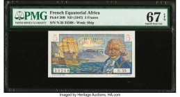 French Equatorial Africa Caisse Centrale de la France d'Outre-Mer 5 Francs ND (1947) Pick 20B PMG Superb Gem Unc 67 EPQ. 

HID09801242017

© 2020 Heri...