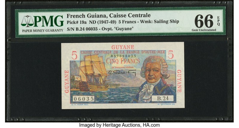 French Guiana Caisse Centrale de la France Libre 5 Francs ND (1947-49) Pick 19a ...