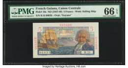French Guiana Caisse Centrale de la France Libre 5 Francs ND (1947-49) Pick 19a PMG Gem Uncirculated 66 EPQ. 

HID09801242017

© 2020 Heritage Auction...