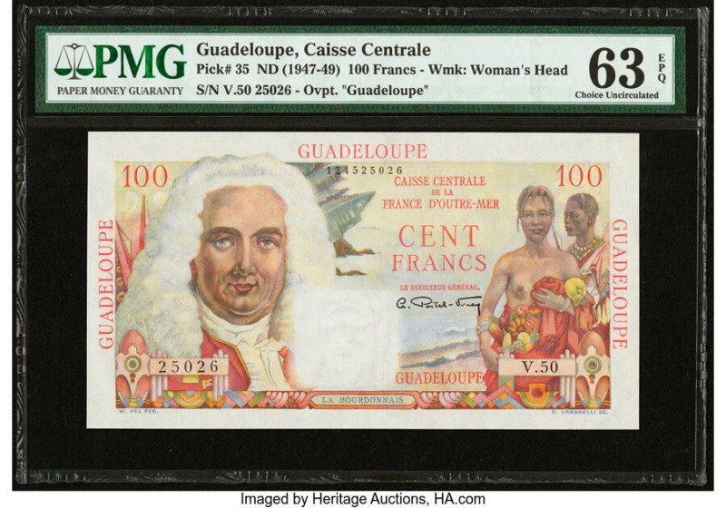 Guadeloupe Caisse Centrale de la France d'Outre-Mer 100 Francs ND (1947-49) Pick...
