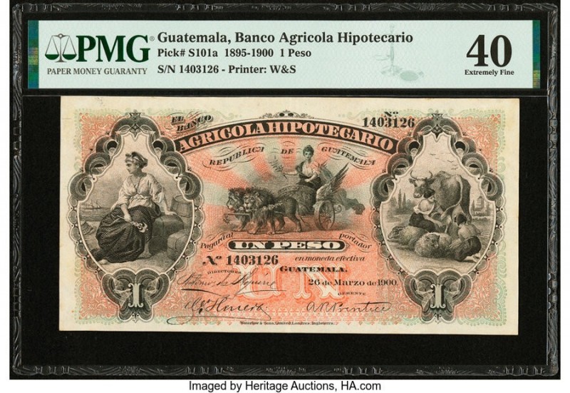 Guatemala Banco Agricola Hipotecario 1 Peso 26.3.1900 Pick S101a PMG Extremely F...