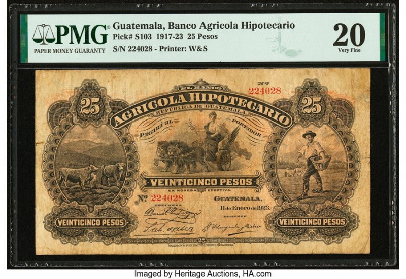 Guatemala Banco Agricola Hipotecario 25 Pesos 11.1.1923 Pick S103 PMG Very Fine ...