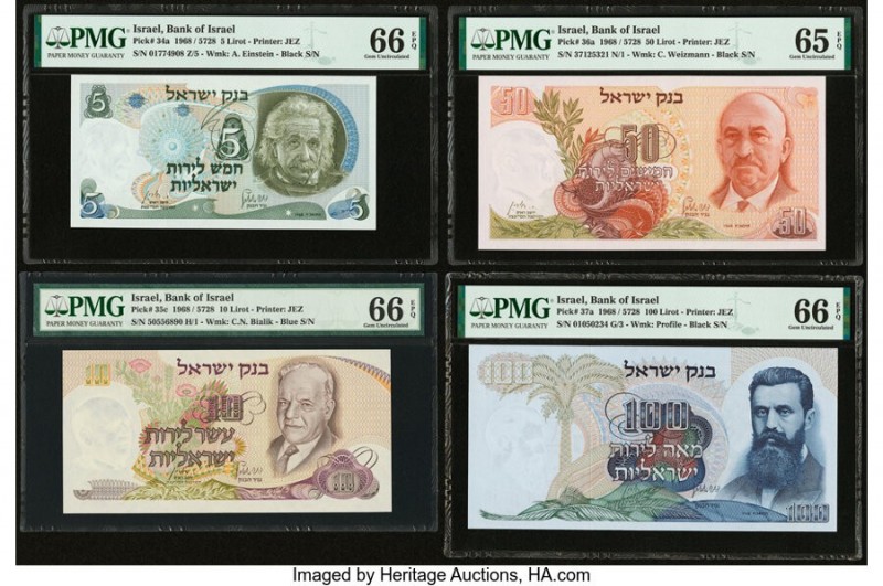 Israel Bank of Israel 5; 10; 50; 100 Lirot 1968 / 5728 Pick 34a; 35c; 36a; 37a F...
