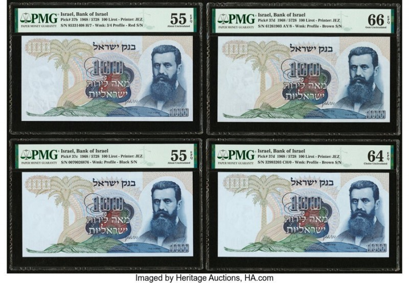 Israel Bank of Israel 100 Lirot 1968 / 5728 Pick 37b; 37c; 37d(2) Four Examples ...