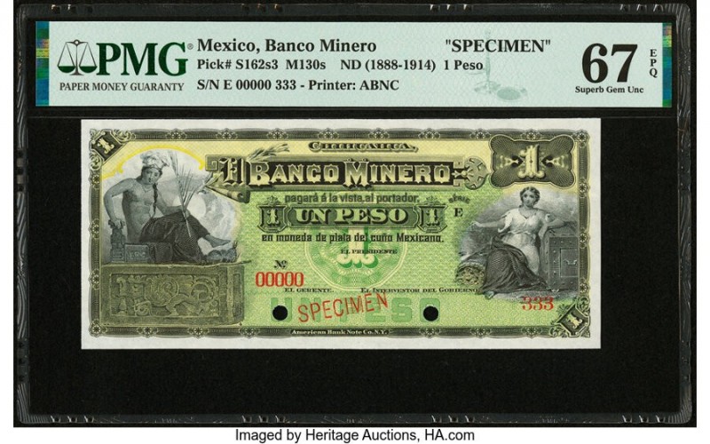 Mexico Banco Minero 1 Peso ND (1888-1914) Pick S162s3 M130s Specimen PMG Superb ...