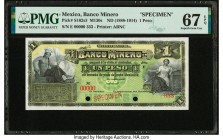 Mexico Banco Minero 1 Peso ND (1888-1914) Pick S162s3 M130s Specimen PMG Superb Gem Unc 67 EPQ. Red Specimen overprint; two POCs.

HID09801242017

© 2...