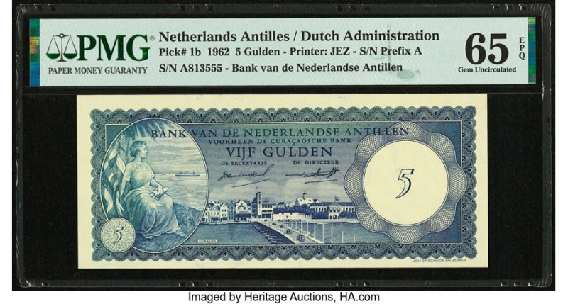 Netherlands Antilles Bank van de Nederlandse Antillen 5 Gulden 1962 Pick 1b PMG ...