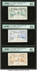 New Caledonia Tresorerie de Noumea, Bon de Caisse 50 Centimes; 1 Franc; 2 Francs 1943 Pick 54; 55b; 56b PMG Choice Uncirculated 63 EPQ; Choice Uncircu...
