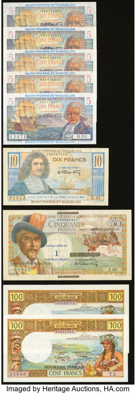 Saint Pierre and Miquelon and Tahiti Group Lot of 12 Examples Very Fine-Crisp Un...