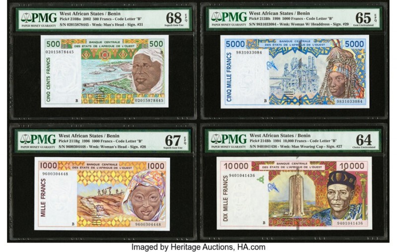 West African States Benin Group Lot of 4 Graded Examples PMG Superb Gem Unc 68 E...