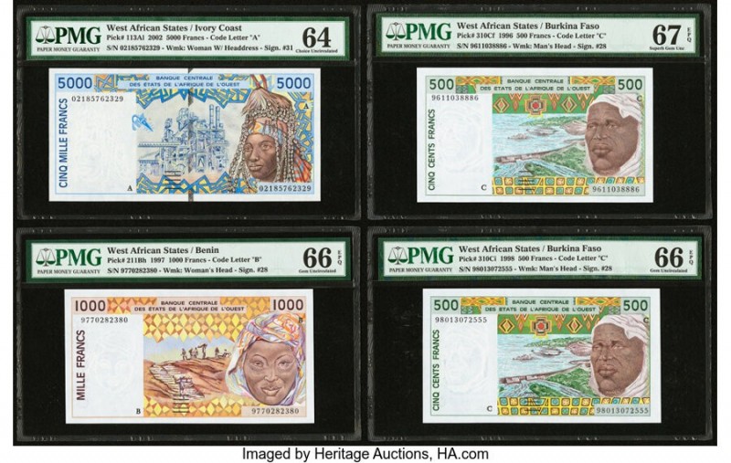 West African States Group Lot of 8 Graded Examples PMG Superb Gem Unc 67 EPQ (3)...