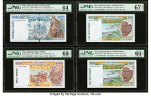 West African States Group Lot of 8 Graded Examples PMG Superb Gem Unc 67 EPQ (3); Gem Uncirculated 66 EPQ (4); Choice Uncirculated 64. 

HID0980124201...