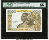 West African States Banque Centrale des Etats de L'Afrique de L'Ouest, Senegal 1000 Francs ND (1959-65) Pick 703Kl PMG Gem Uncirculated 66 EPQ. 

HID0...
