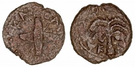 Judea
Antonio Felix
Prutah. AE. (52-59 d.C.). Acuñaciones de los Procuradores Romanos. 1.47g. Hendin 652. BC.