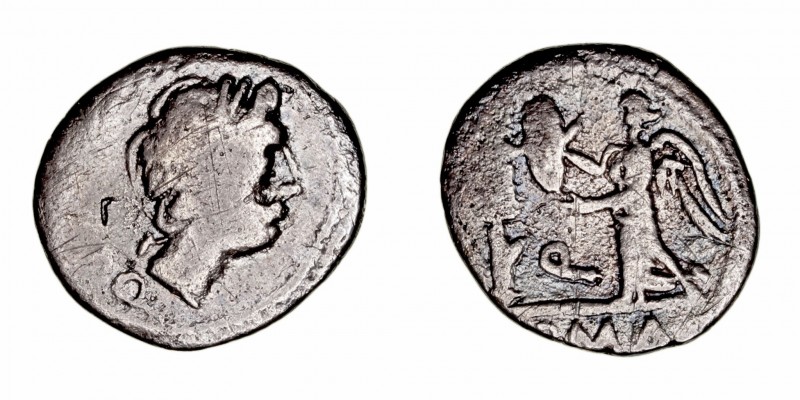 Egnatuleia
Quinario. AR. Roma. (97 a.C.). A/Cabeza laureada de Apolo a der., al...