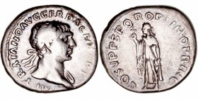 Trajano
Denario. AR. Roma. (98-117). R/COS. V P.P. S.P.Q.R. OPTIMO PRINC. 3.29g. RIC.127. MBC-.