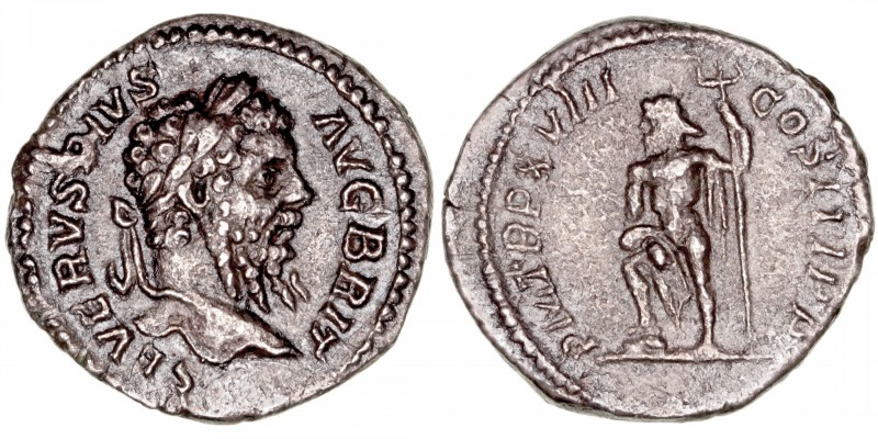 Septimio Severo
Denario. AR. Roma. (193-211). R/P.M. TR.P. XVIII COS. III P.P. ...